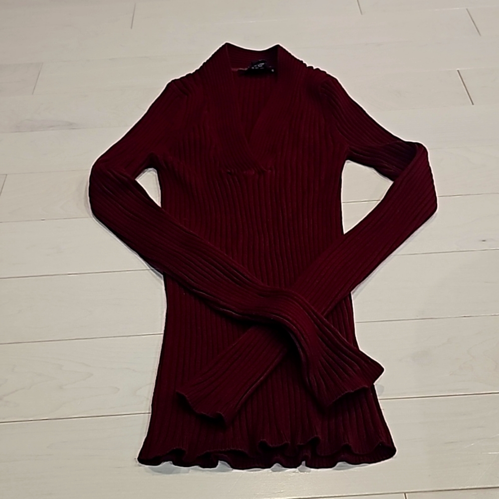 Burgundy, size:XS, V neck - Grace sweater